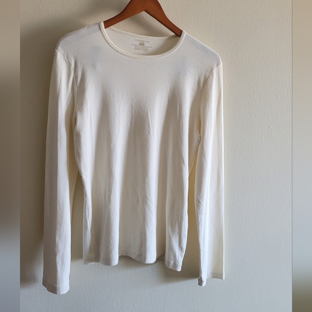 Jones New York classic crewneck cotton top Women's XL cream